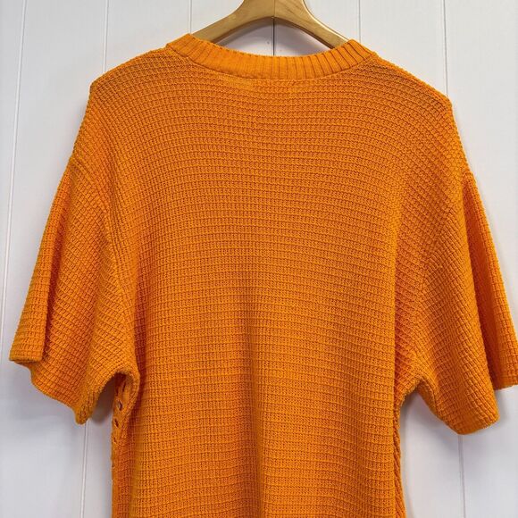 Crochet Midi Dress Women Large Orange‎ Maximalist Boho Festival Beach Semi-sheer - Picture 5 of 8